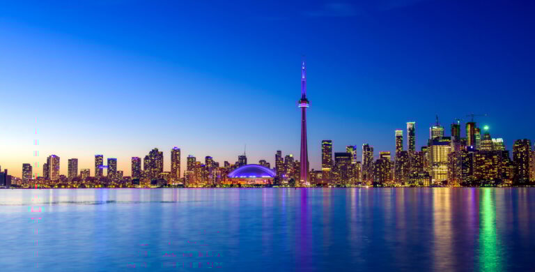Toronto city skyline at night, Ontario, Canada